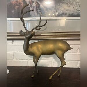 Vintage large Hollywood regency brass deer stag statue sculpture
